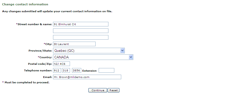 Change contact information