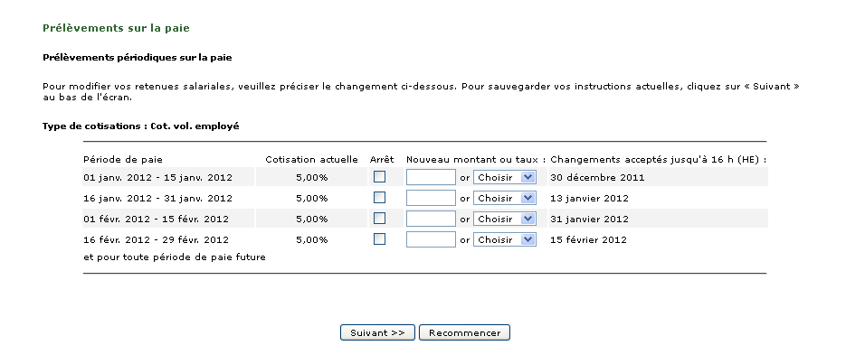 Contributions - View Change My Payroll Deduction Amount