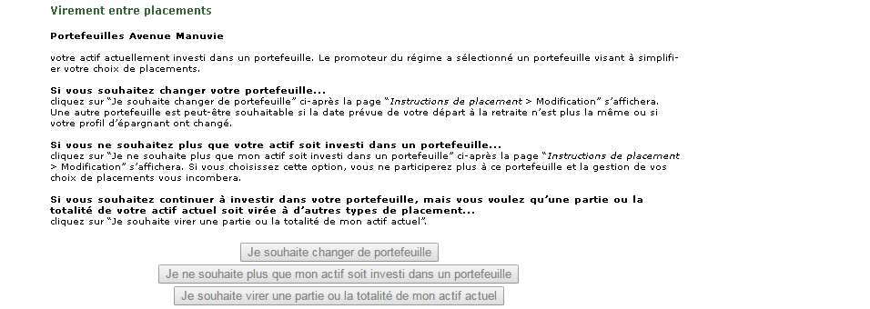 Change Investments - Transfer between investments