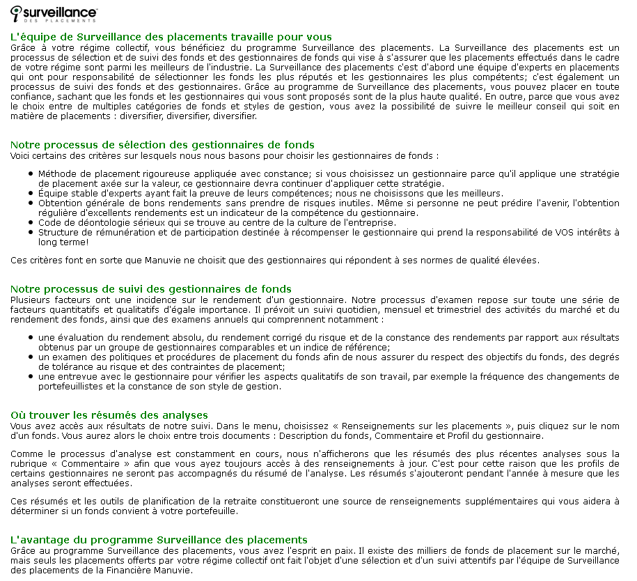 Surveillance des placements