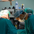 A patient undergoing an appendectomy