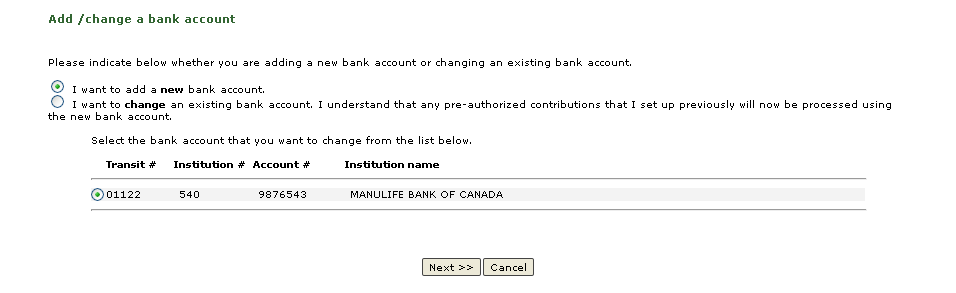 Your new bank account