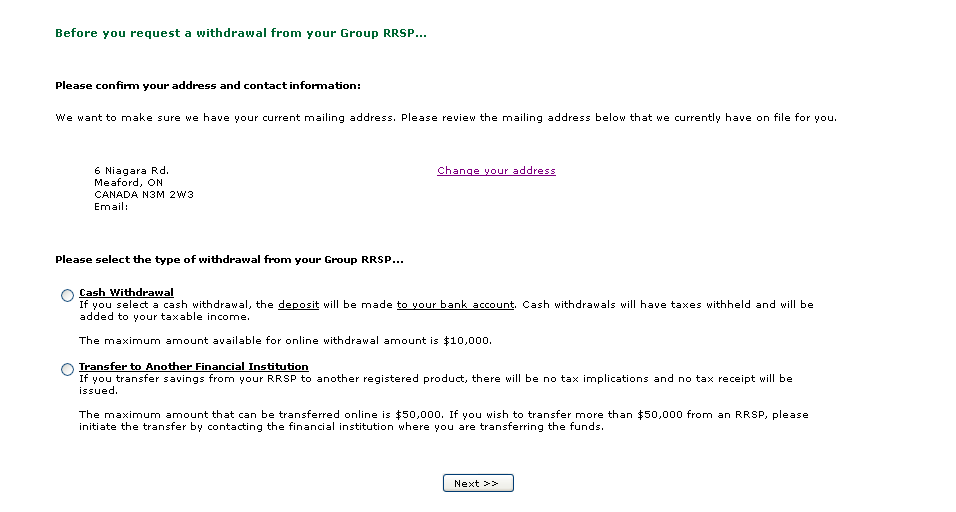Make a Withdrawal - Before you request a withdrawal from your Group RRSP