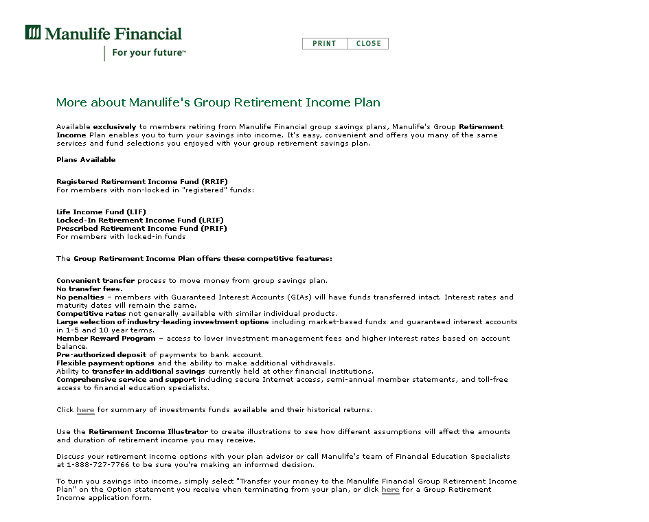More about Manulife's Group Retirement Income Plan