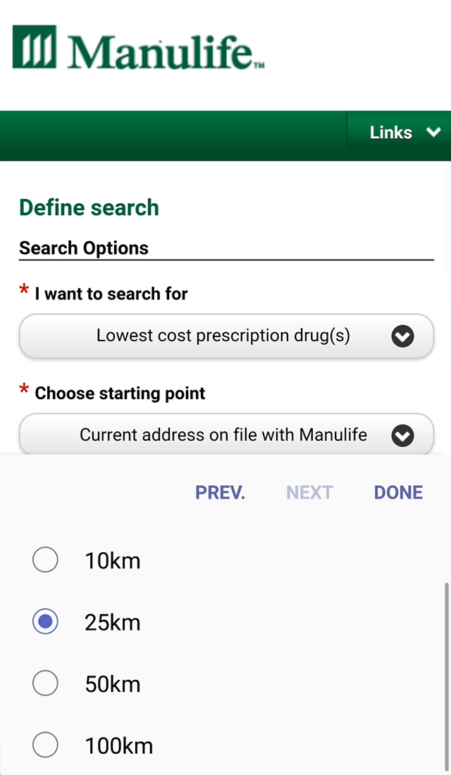 Define Search Options