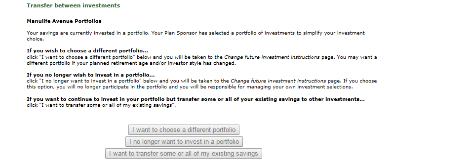 Change Investments - Transfer between investments