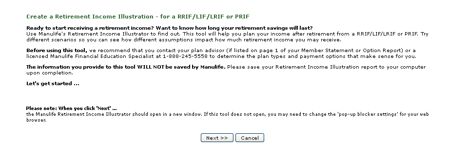 Create a Retirement Income Illustration